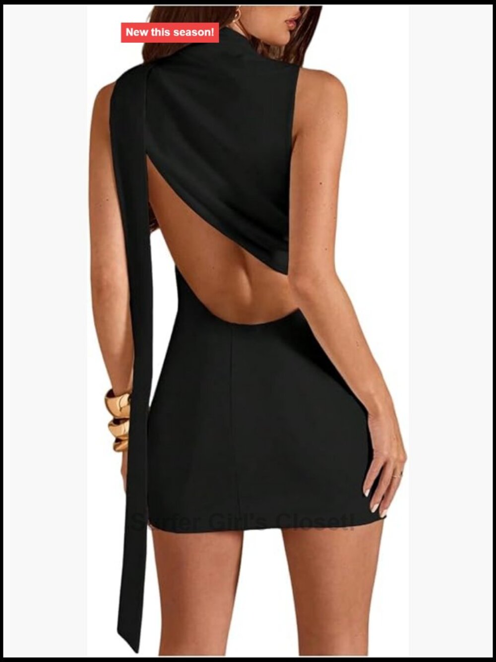 Verdusa Women's Cut Out Mini Dress High Neck Bodycon Sleeveless Open Back Party